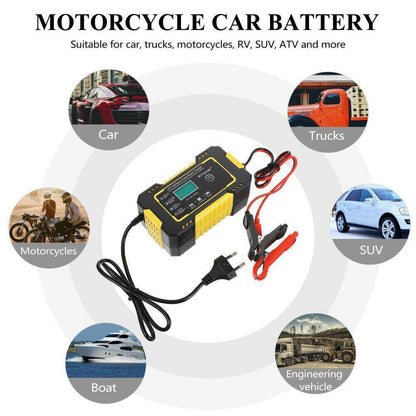 Chargeur De Batterie Voiture Intelligent 12V Écran LCD Moto Camion Charge Rapide