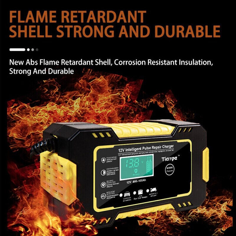 Chargeur De Batterie Voiture Intelligent 12V Écran LCD Moto Camion Charge Rapide